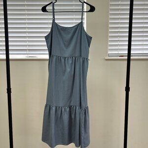 Urban Renewal Remnants Tiered Linen Midi Dress Blue Size M